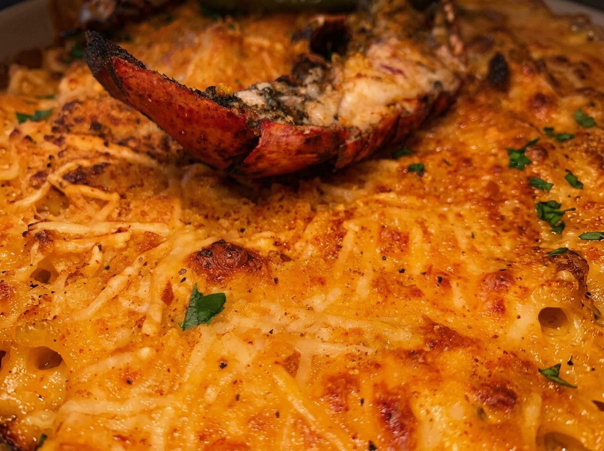 Close-up lobster mac and cheese